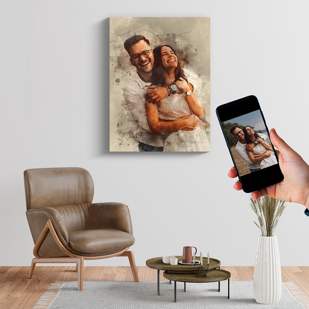 Watercolor Couple Portrait Painting