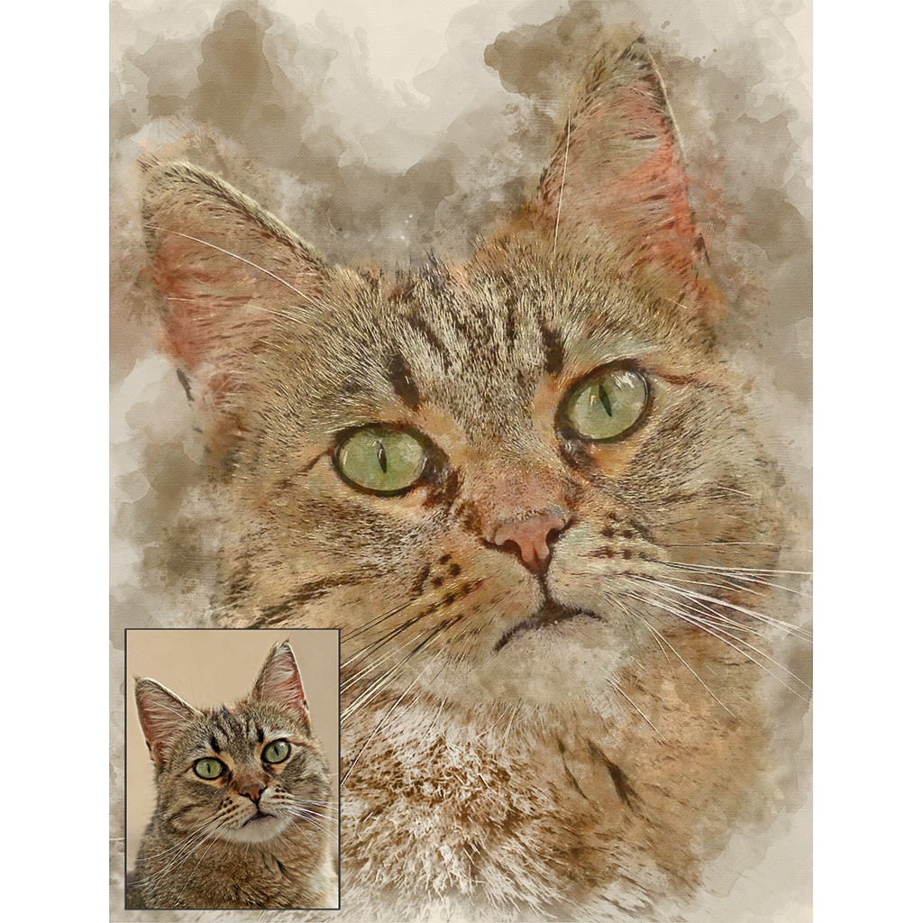 Custom Cat Watercolor Portrait