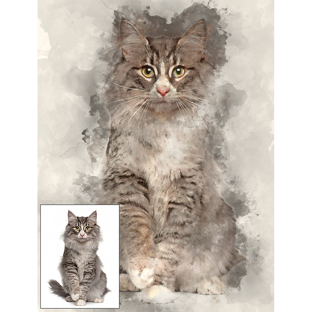 Custom Cat Watercolor Portrait