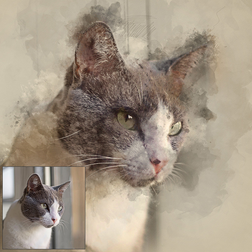 Custom Cat Watercolor Portrait